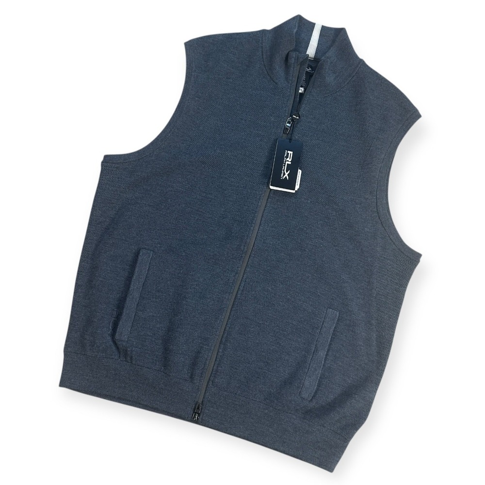 RLX‎ Ralph Lauren Golf Vest Mens XL Grey Full Zip Concept 2 Fortress G